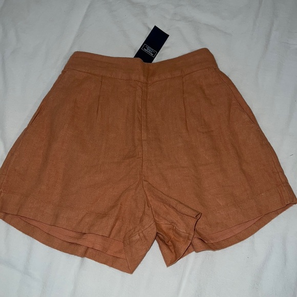 Abercrombie Linen-Blend Pull On Shorts Light Orange - Picture 3 of 5